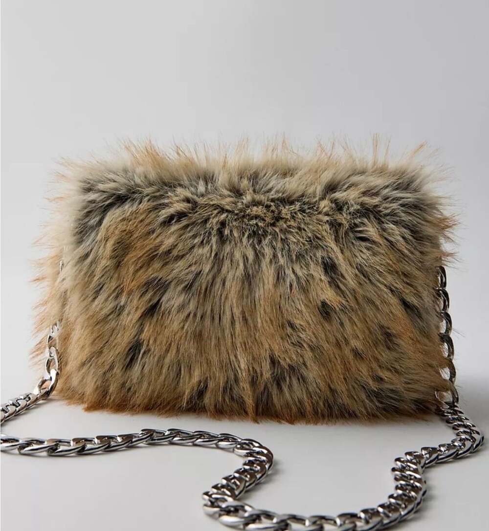 BDG Ashton Faux Fur Shoulder Bag Brown